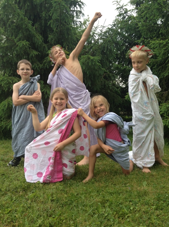 Our Very Cool-Looking Ancient Greeks (From Left ): Jacob, Delaney, Josiah, Selah and Elijah